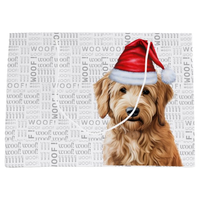 Funny Christmas Goldendoodle Dog Lover Large Gift Bag (Front)