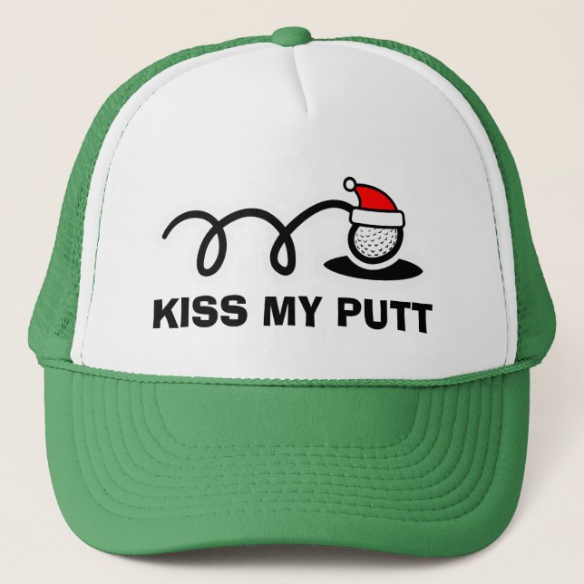 Funny Christmas golf hat | Kiss my putt (Front)