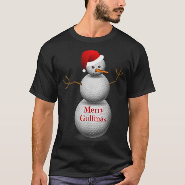 Funny Christmas Golf Merry Golfmas Golfing Tee (Front)