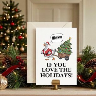 Funny Christmas Goose Santa Honk Holiday Card