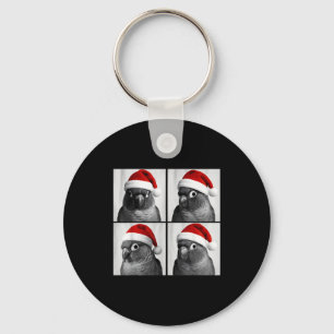 Funny Christmas Green Cheek Conure Santa Photo Boo Key Ring