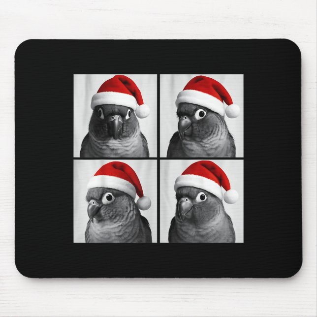 Funny Christmas Green Cheek Conure Santa Photo Boo Mouse Pad (Front)