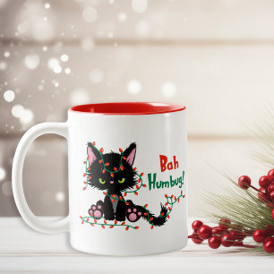 Funny Christmas Grumpy Cat Bah Humbug Two-Tone Coffee Mug