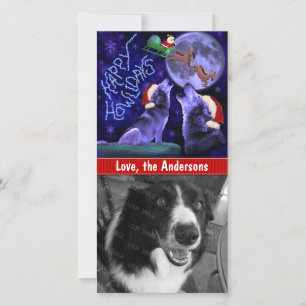 Funny Christmas Happy Howlidays Wolf Pun Pet Dog Holiday Card