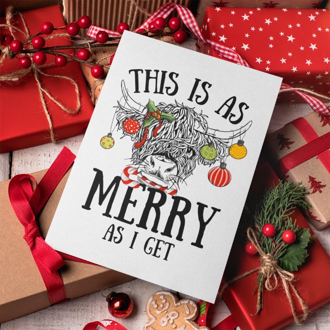 Funny Christmas Highland Cow Holiday Card (funny highland cow christmas card)