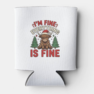Funny Christmas Highland Cow I’m Fine Everything I Can Cooler