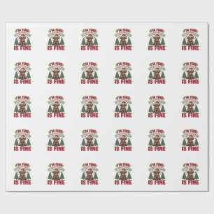 Funny Christmas Highland Cow I’m Fine Everything I Wrapping Paper