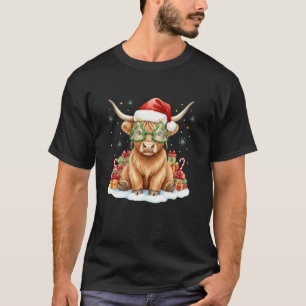 Funny Christmas Highland Cow Mooey Xmas Heifer San T-Shirt