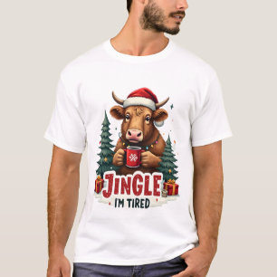 Funny Christmas Highland Cow Vintage Holiday Quote T-Shirt