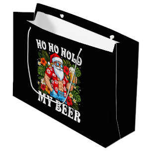 Funny Christmas Ho Ho Hold My Beer Santa Large Gift Bag