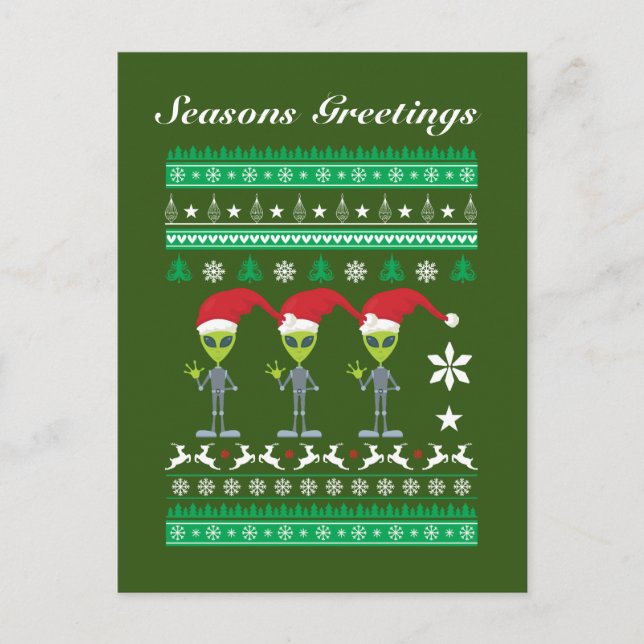 Funny Christmas Holiday alien add text (Front)