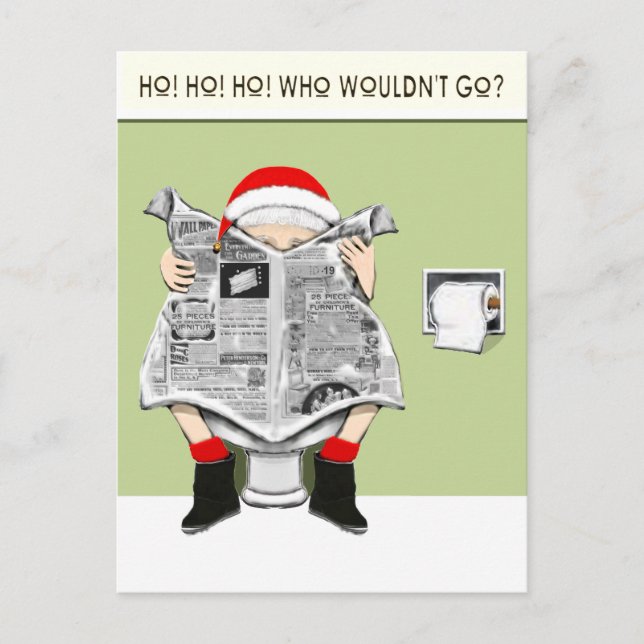 Funny Christmas Holiday Cartoon Postcard (Front)