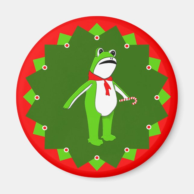 Funny Christmas Holiday Frog Magnet (Front)