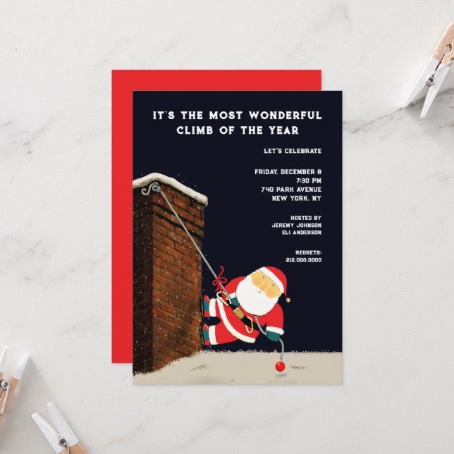Funny Christmas Holiday Party Invitation (Front/Back In Situ)