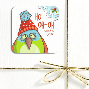 Funny Christmas Holidays Sayings Festive Bird Square Sticker