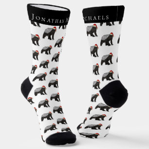Funny Christmas Honey Badger Personalised Holiday Socks