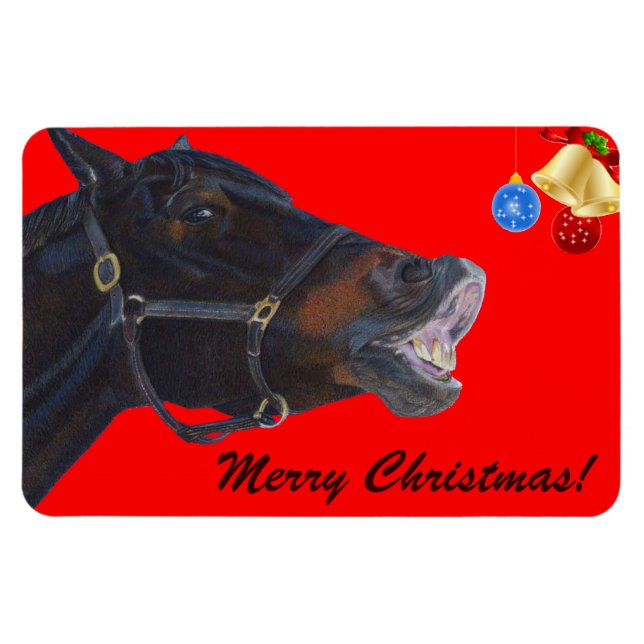 Funny Christmas Horse Premium Flexi Magnet (Horizontal)
