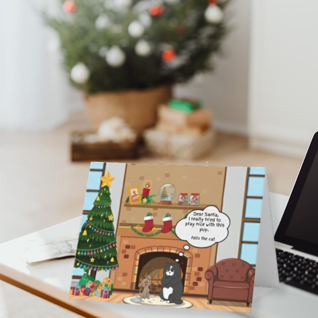 Funny Christmas Humour Bah Hum Cat Holiday Card (Creator Uploaded)