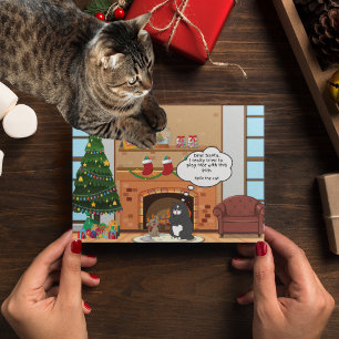 Funny Christmas Humour Bah Hum Cat Holiday Postcar