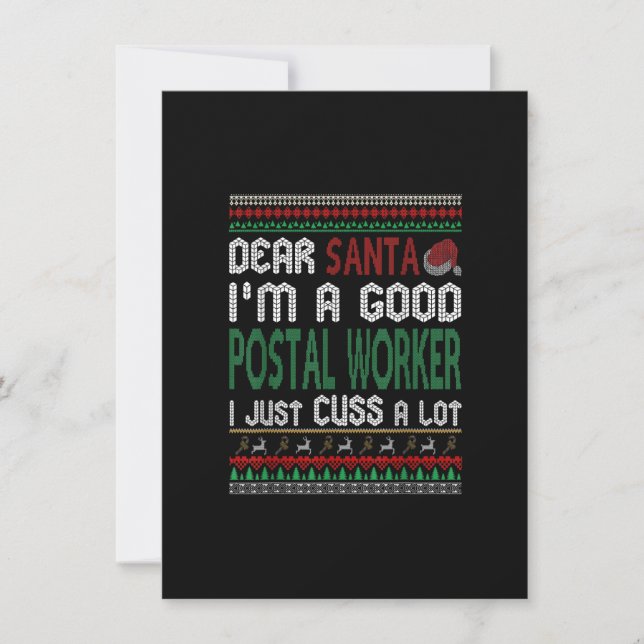 Funny Christmas I'm A Good Postal Worker I Just Cu Invitation (Front)