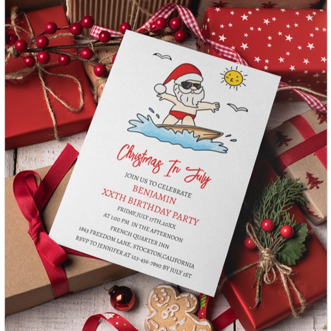 Funny Christmas In July Birthday Party  Invitation (Creator Uploaded)