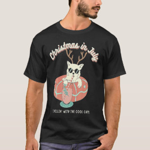 Funny Christmas In July Cat Lovers T-Shirt