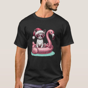 Funny Christmas in July Devon Rex Cat Santa Flamin T-Shirt