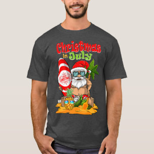 Funny Christmas In July Funny Santa Summer Beach T-Shirt
