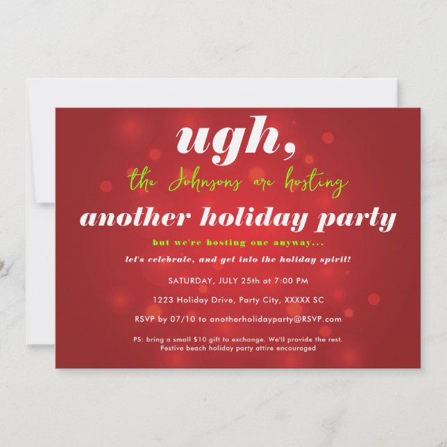 Funny Christmas In July Holiday Party Invitation (Front)