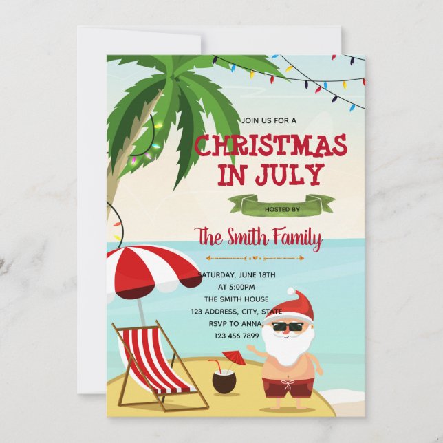 Funny christmas in july invitation (Front)