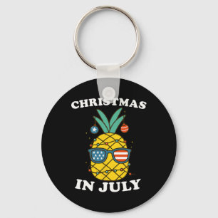 Funny Christmas In July Pineapple Usa Summer Beach Key Ring