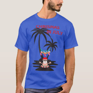 Funny Christmas In July Pool Party Summer For Fami T-Shirt
