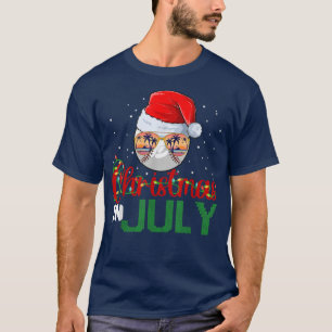 Funny Christmas In July Santa Claus Baseball Ball  T-Shirt