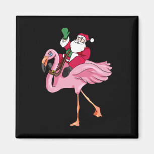 Funny Christmas In July Santa Claus Flamingo Summe Magnet