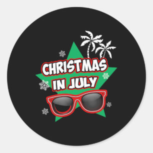 Funny Christmas In July Santa Claus Summer Vacatio Classic Round Sticker