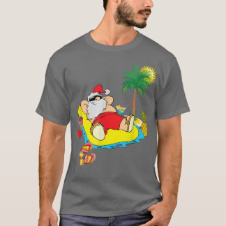 Funny Christmas in July Santa Hawaiian Summer Beac T-Shirt