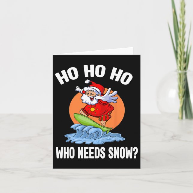 Funny Christmas In July Santa Surfing Summer Beach Card (Front)