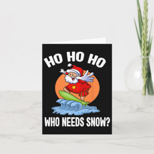 Funny Christmas In July Santa Surfing Summer Beach Card