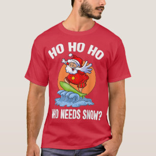 Funny Christmas In July Santa Surfing Summer Beach T-Shirt