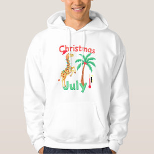 Funny Christmas in July Shirt Santa Giraffe Palm T