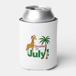 Funny Christmas in July Shirt Santa Giraffe Palm T Can Cooler