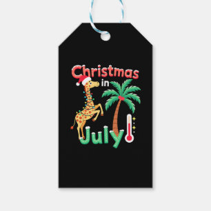 Funny Christmas in July Shirt Santa Giraffe Palm T Gift Tags