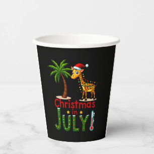 Funny Christmas in July Shirt Santa Giraffe Palm T Paper Cups