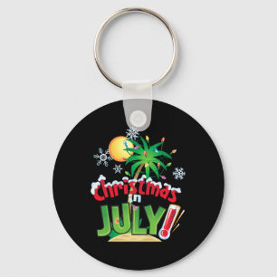Funny Christmas In July Shirt Summer Beach Vacatio Key Ring
