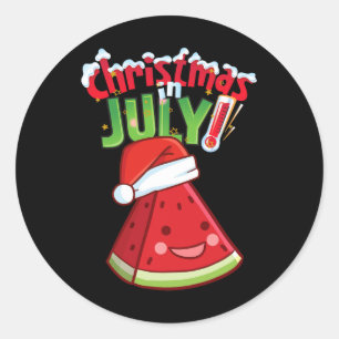 Funny Christmas In July Shirt Summer Watermelon Sa Classic Round Sticker