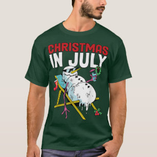 Funny Christmas in July Snowman Reindeer Float Xma T-Shirt