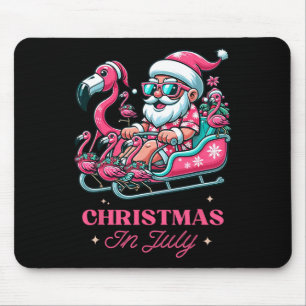 Funny Christmas In July Summer Santa Flamingo Slei Mouse Pad