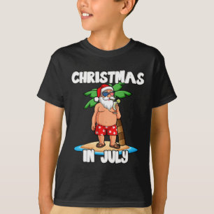 Funny Christmas In July Summer Vacation Santa Beac T-Shirt