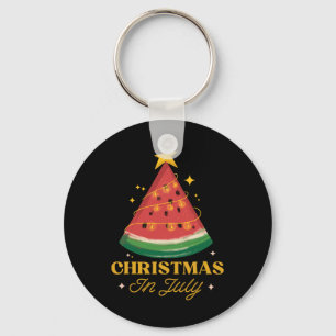 Funny Christmas In July Watermelon Summer Xmas Tre Key Ring
