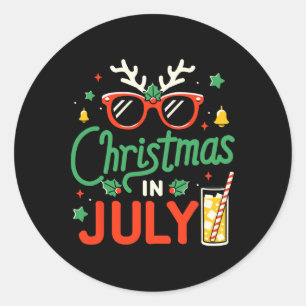Funny Christmas In July With Sungles For Summer Xm Classic Round Sticker